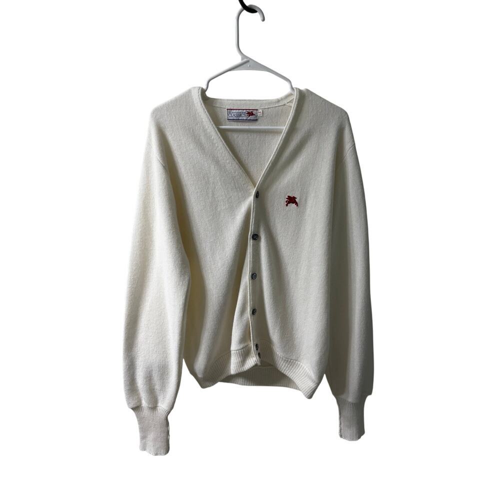 Vintage Men’s Cardigan in creamy white size large collegiate preppy - Picture 6 of 6